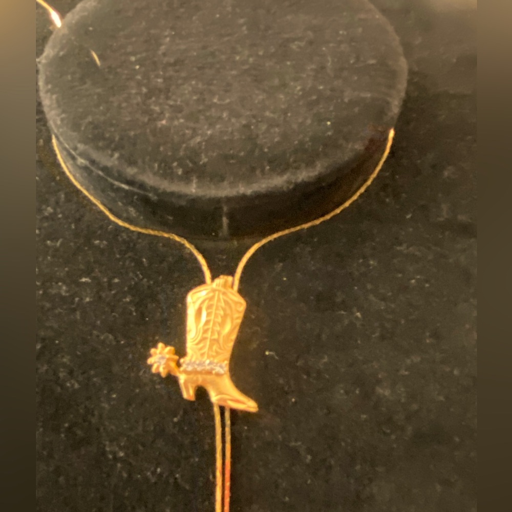 NWOT Rhinestone Studded Adjustable Boot Necklace